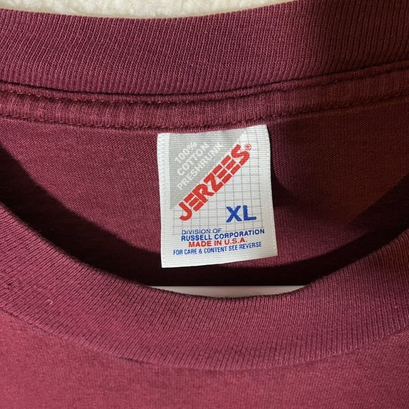 Vintage Bald Eagle T-Shirt Mens XL Jerzees Made In USA Maroon Graphic Logo - Picture 4 of 11